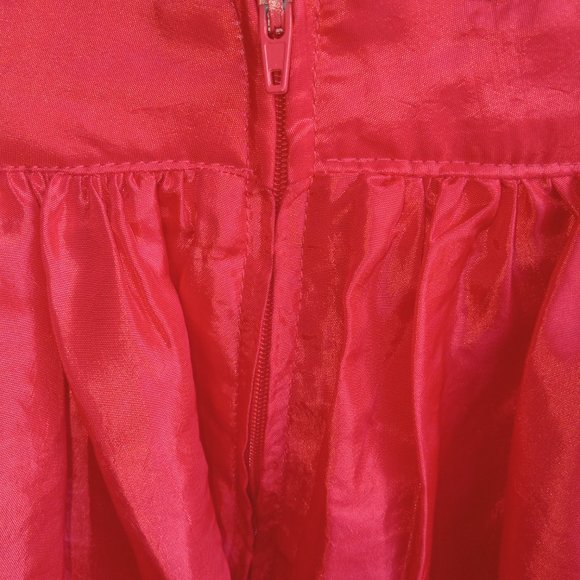 Tomato red maxi length Circle coat with built-in petticoat - Picture 4 of 6